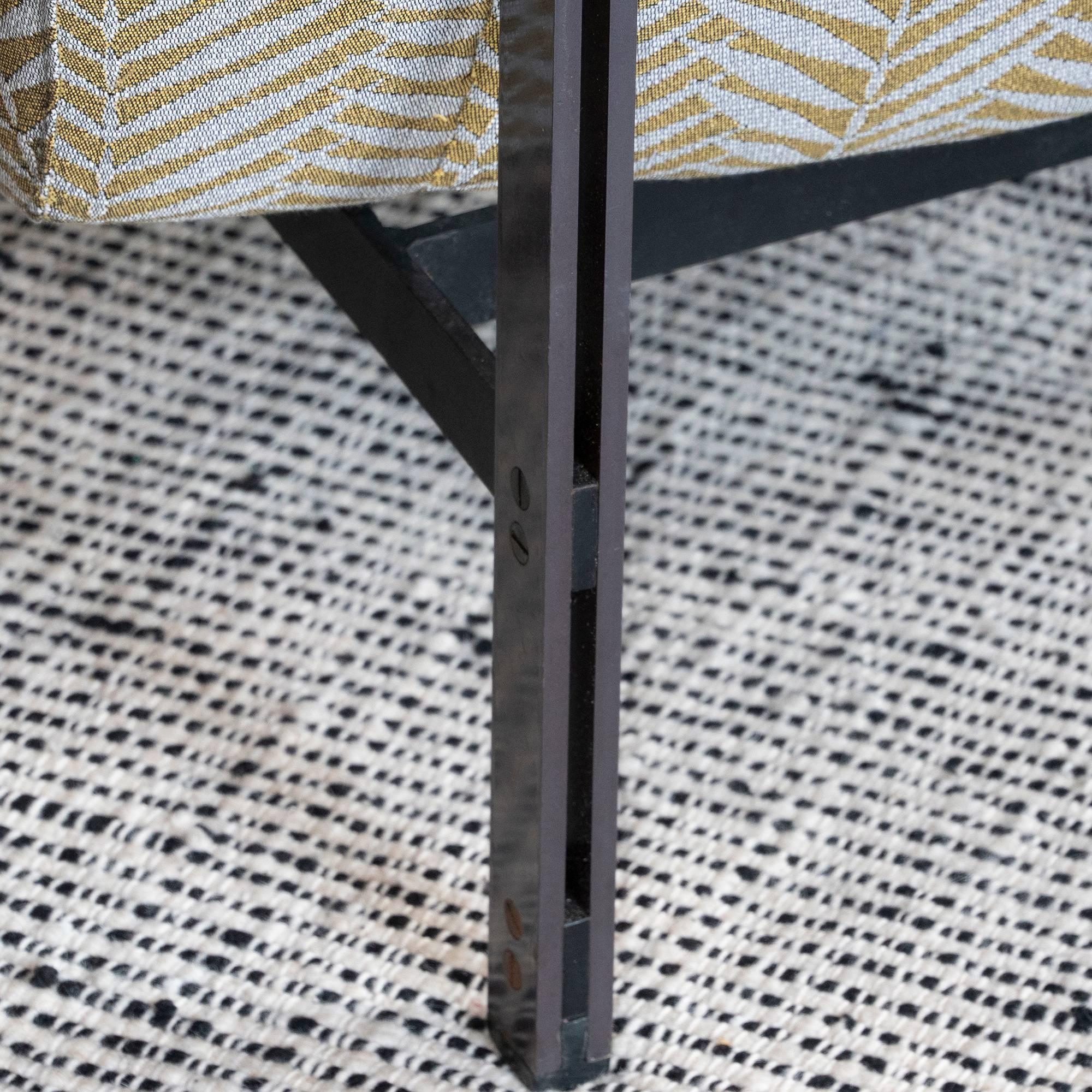 Grey/Gold Woven Fabric and Steel Structure Pair of Armchairs, Italy, circa 1950 3