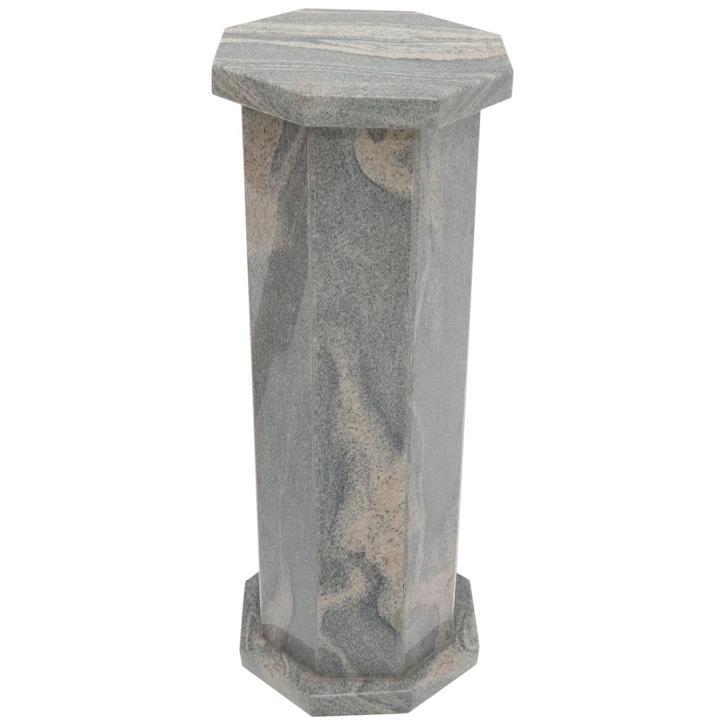 Grey Granite Stone Octagon Shape Pedestal Stand For Sale