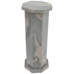 Vintage Grey Granite Stone Octagon Shape Pedestal Stand