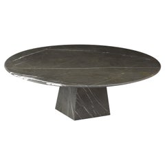 Grey Graphite Matte Marble Round Coffee Table