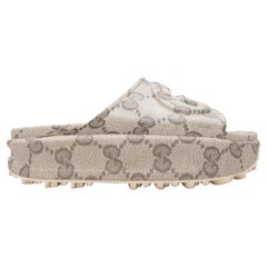 Grey Gucci Monogram Rubber Platform Slide Sandals