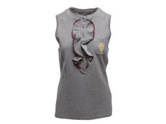 Grey Gucci Sleeveless Ruffle-Trimmed Top
