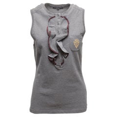 Grey Gucci Sleeveless Ruffle-Trimmed Top