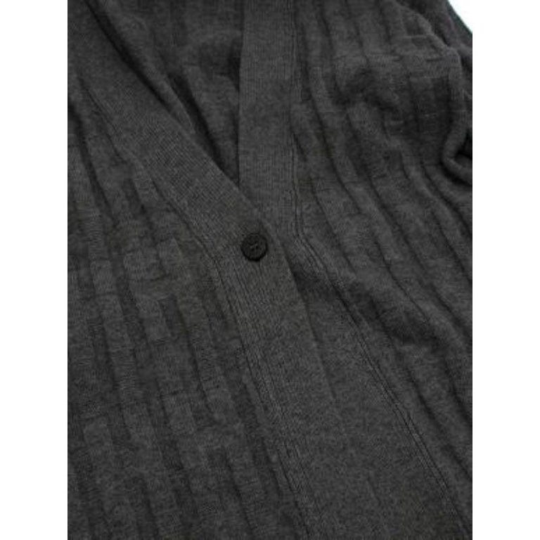 Grey H Cable Knit Virgin Wool Cardigan For Sale at 1stDibs