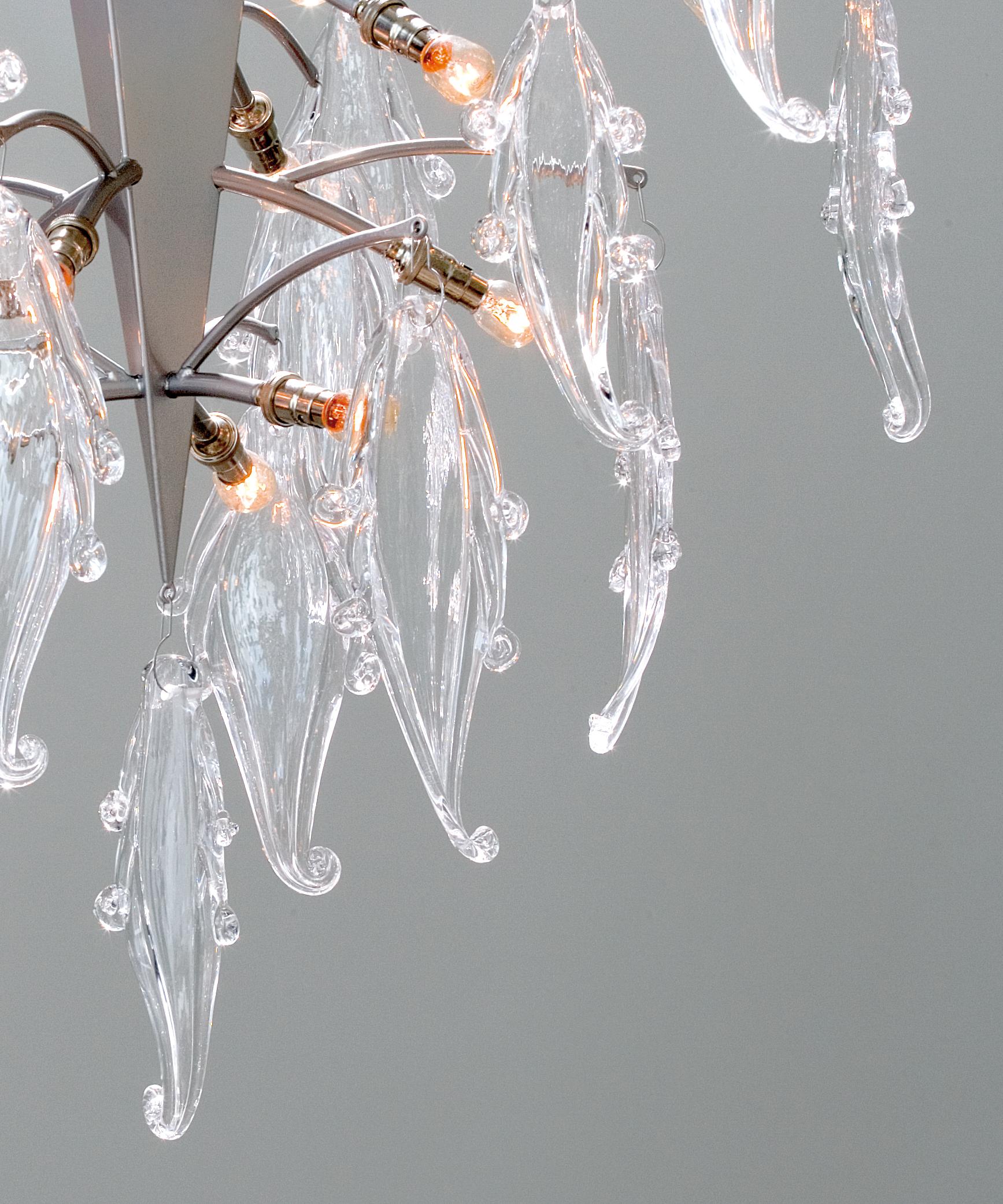 Hand made crystal leaves 15 LED bulbs.