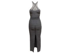 Grey Herve Leger Open Back Halter Bandage Maxi Dress