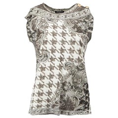 Grey Houndstooth & Jewel Print Top Size S