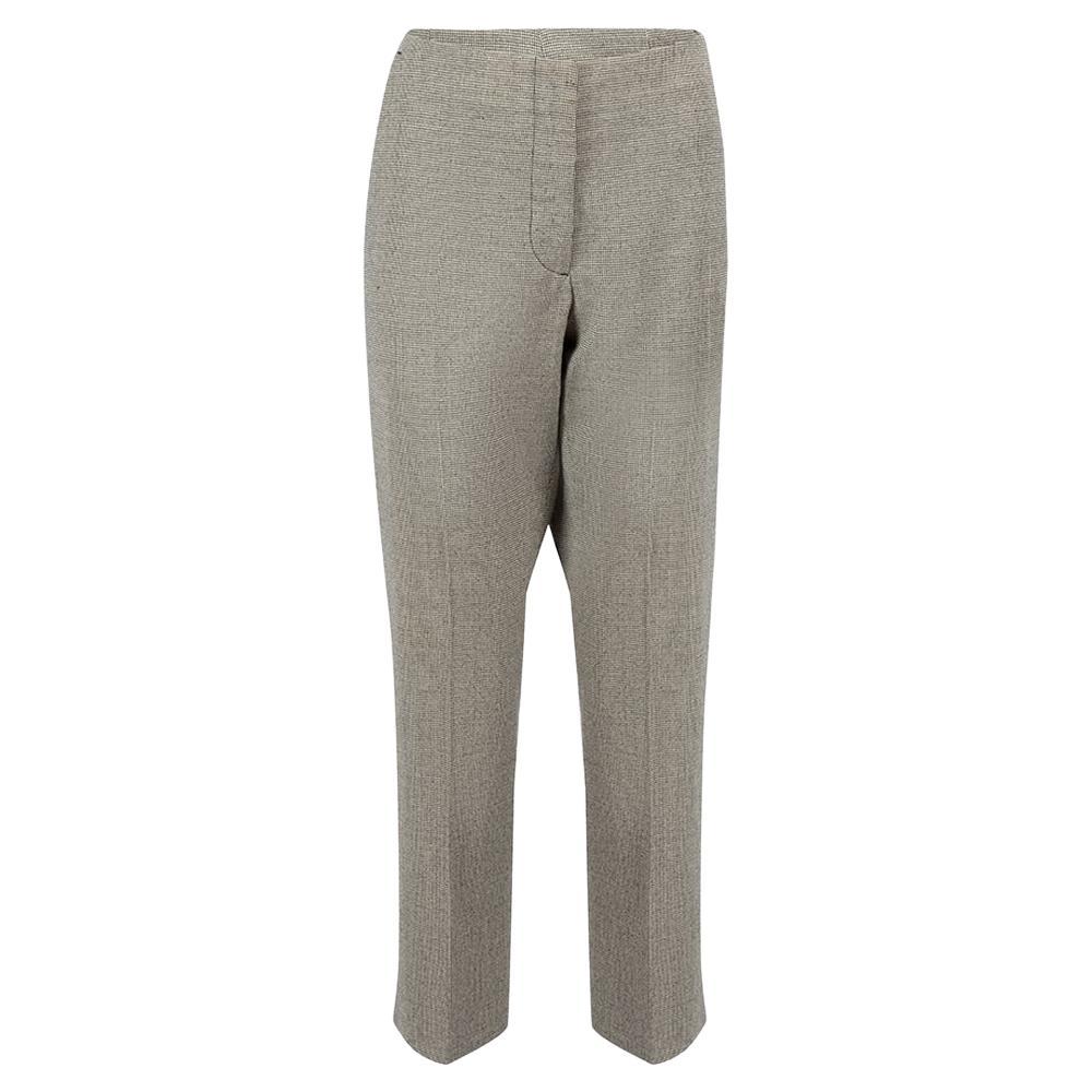 Grey Houndstooth Tailored Trousers Size XL For Sale