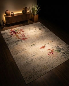 Grey India Wool And Silk Hand Knotted Rug 12 ft x 15 ft Painterly Modern Reverie