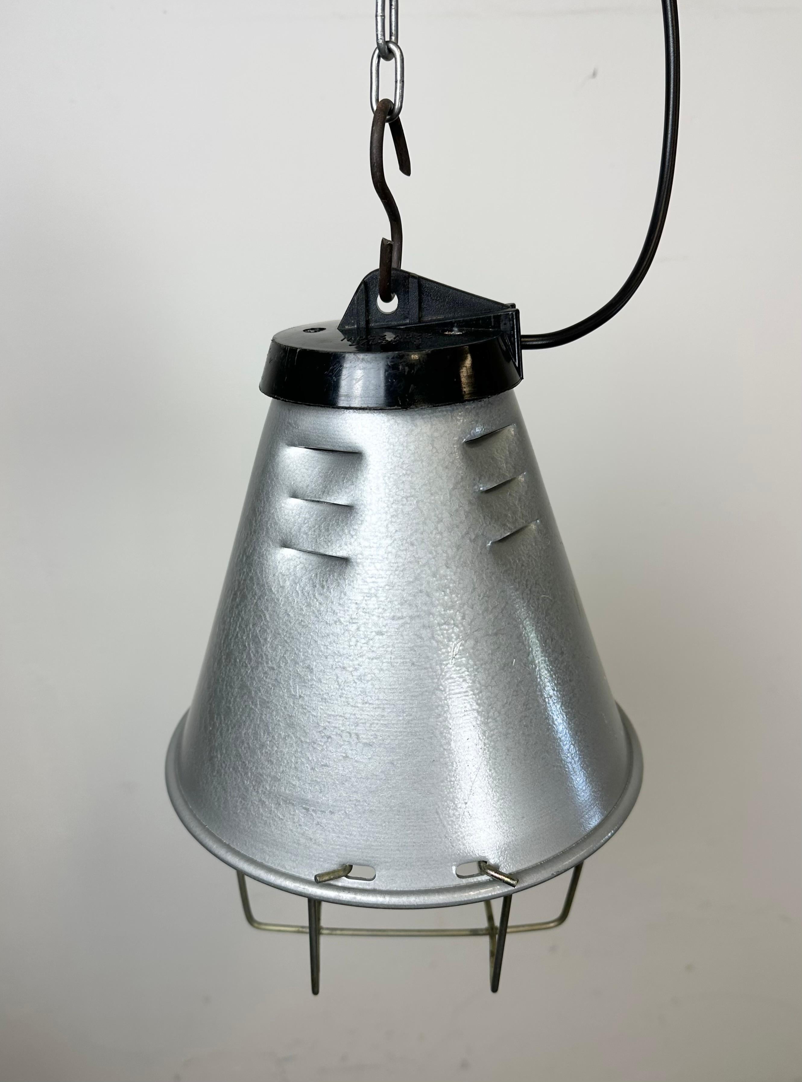 Grey Industrial Aluminium Cage Pendant Lamp, 1970s For Sale 5