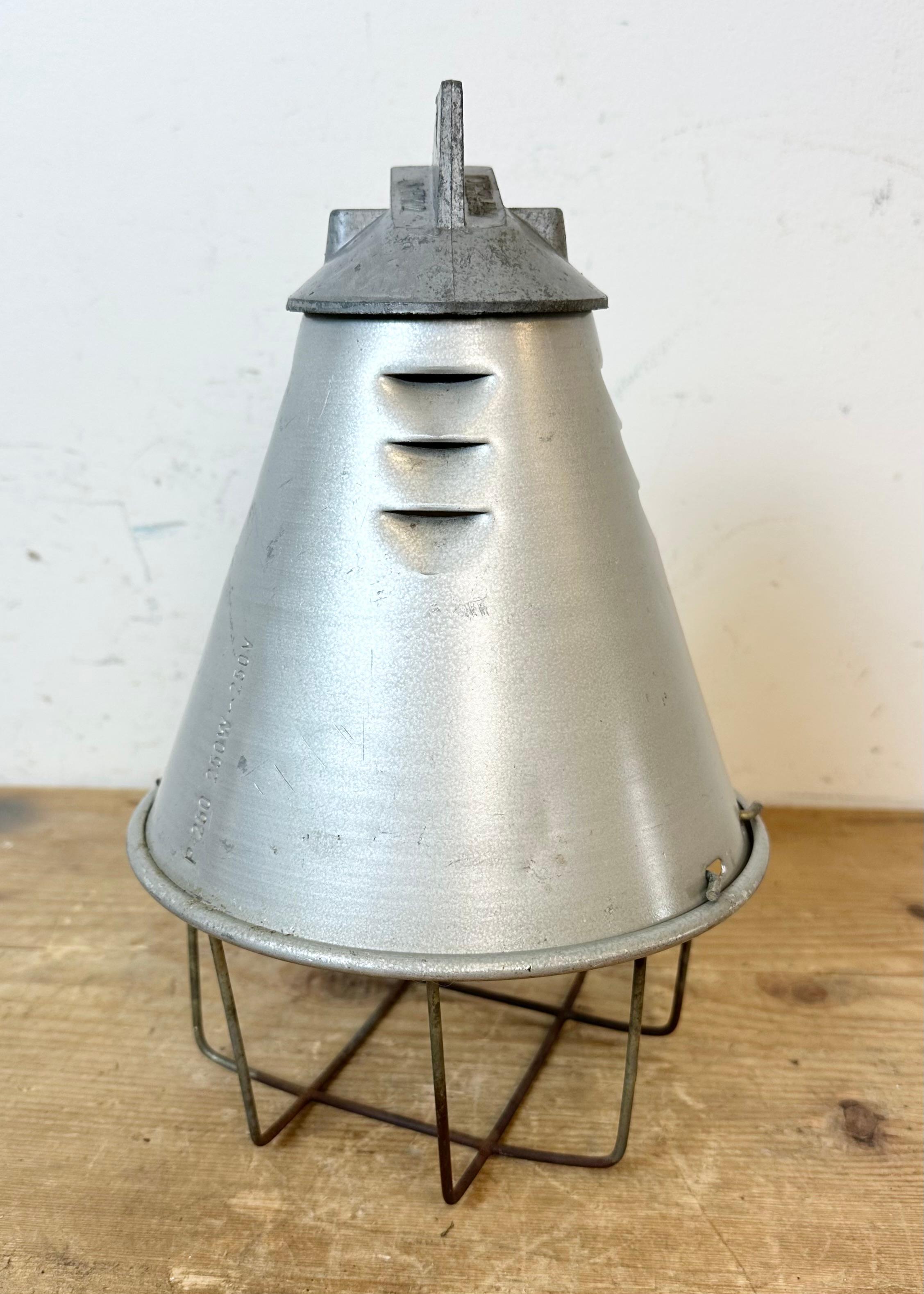 Grey Industrial Aluminium Cage Pendant Lamp, 1970s For Sale 9