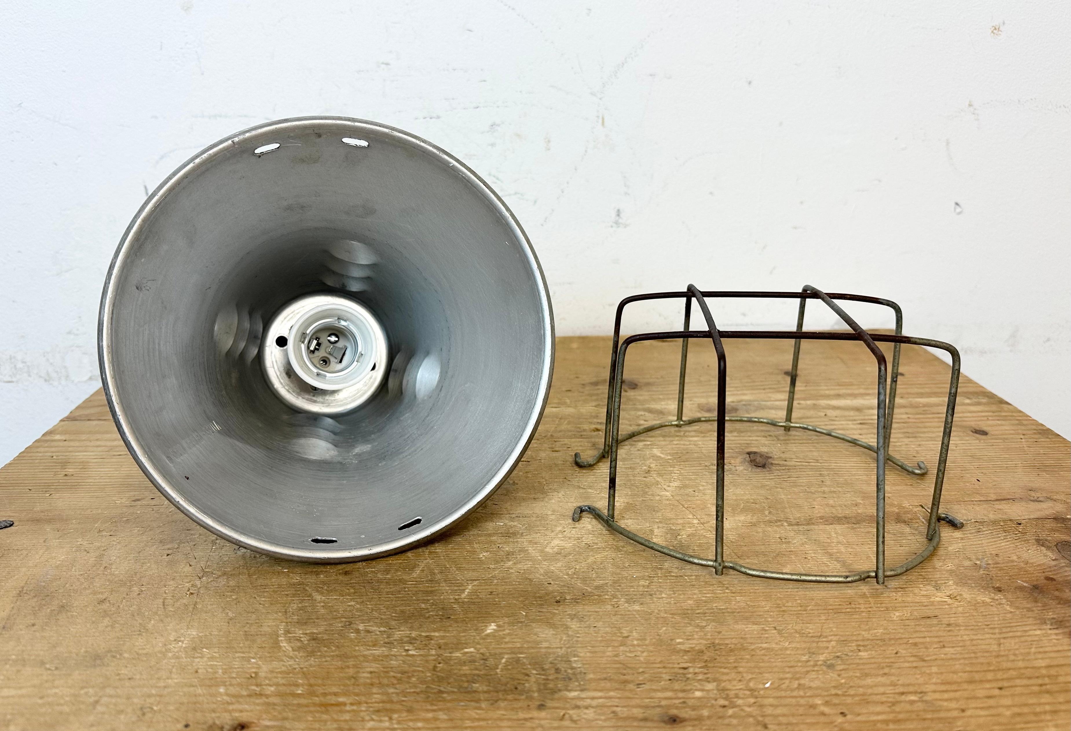Grey Industrial Aluminium Cage Pendant Lamp, 1970s For Sale 13