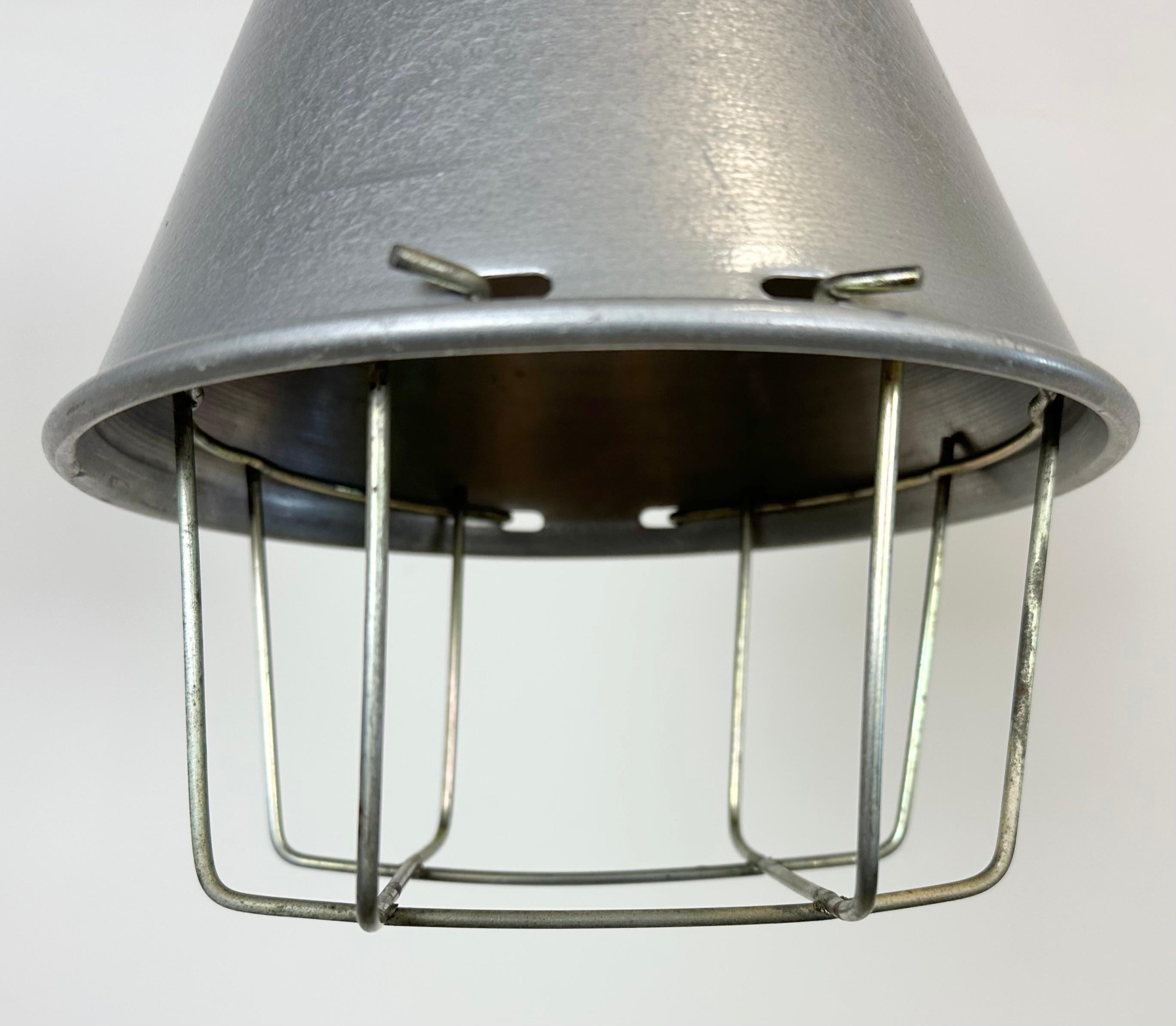 Grey Industrial Aluminium Cage Pendant Lamp, 1970s For Sale 1