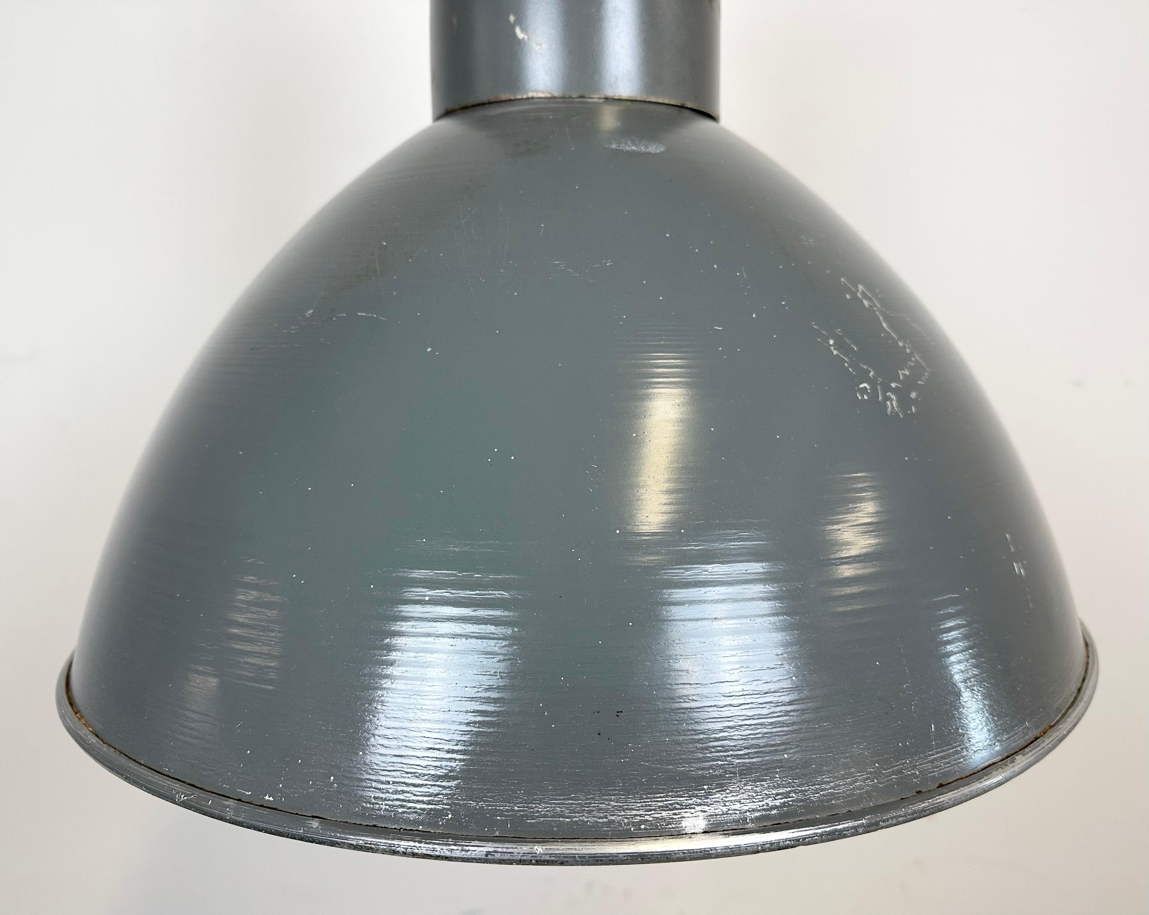 20th Century Grey Industrial Aluminium Pendant Lamp from Polam Wilkasy, 1960s For Sale