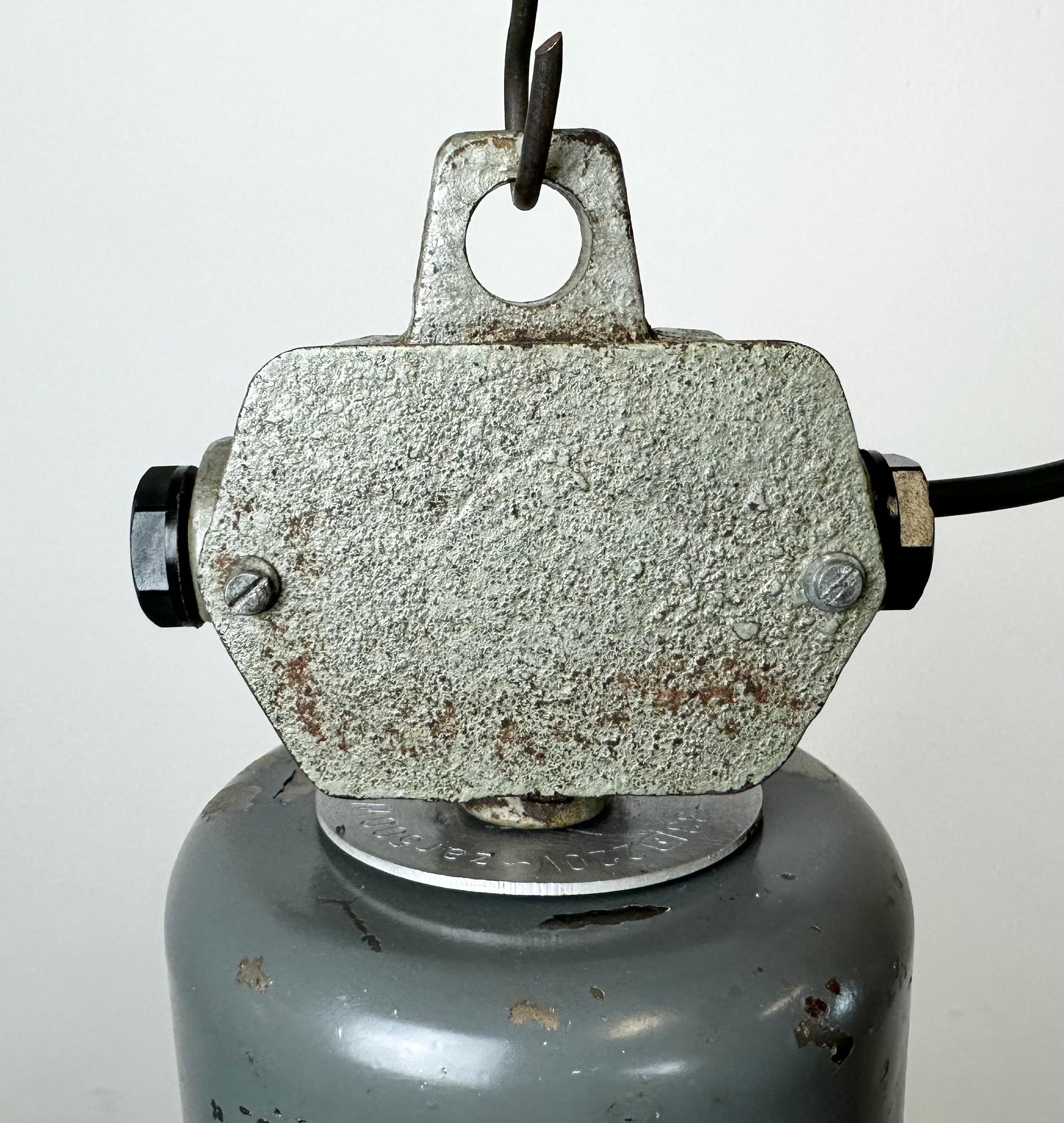 Grey Industrial Aluminium Pendant Lamp from Polam Wilkasy, 1960s For Sale 2