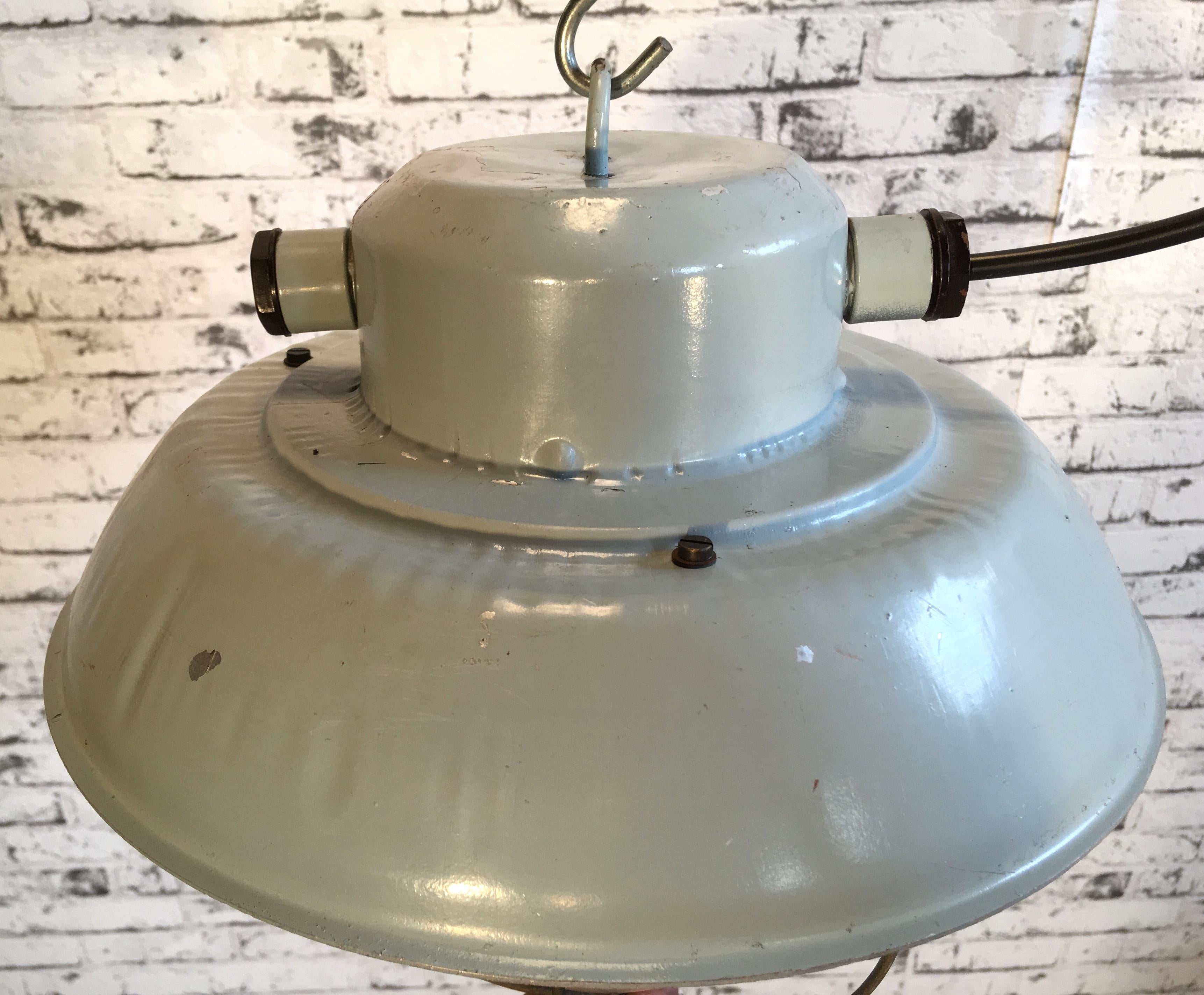 Czech Grey Industrial Aluminum Hanging Lamp, 1960s