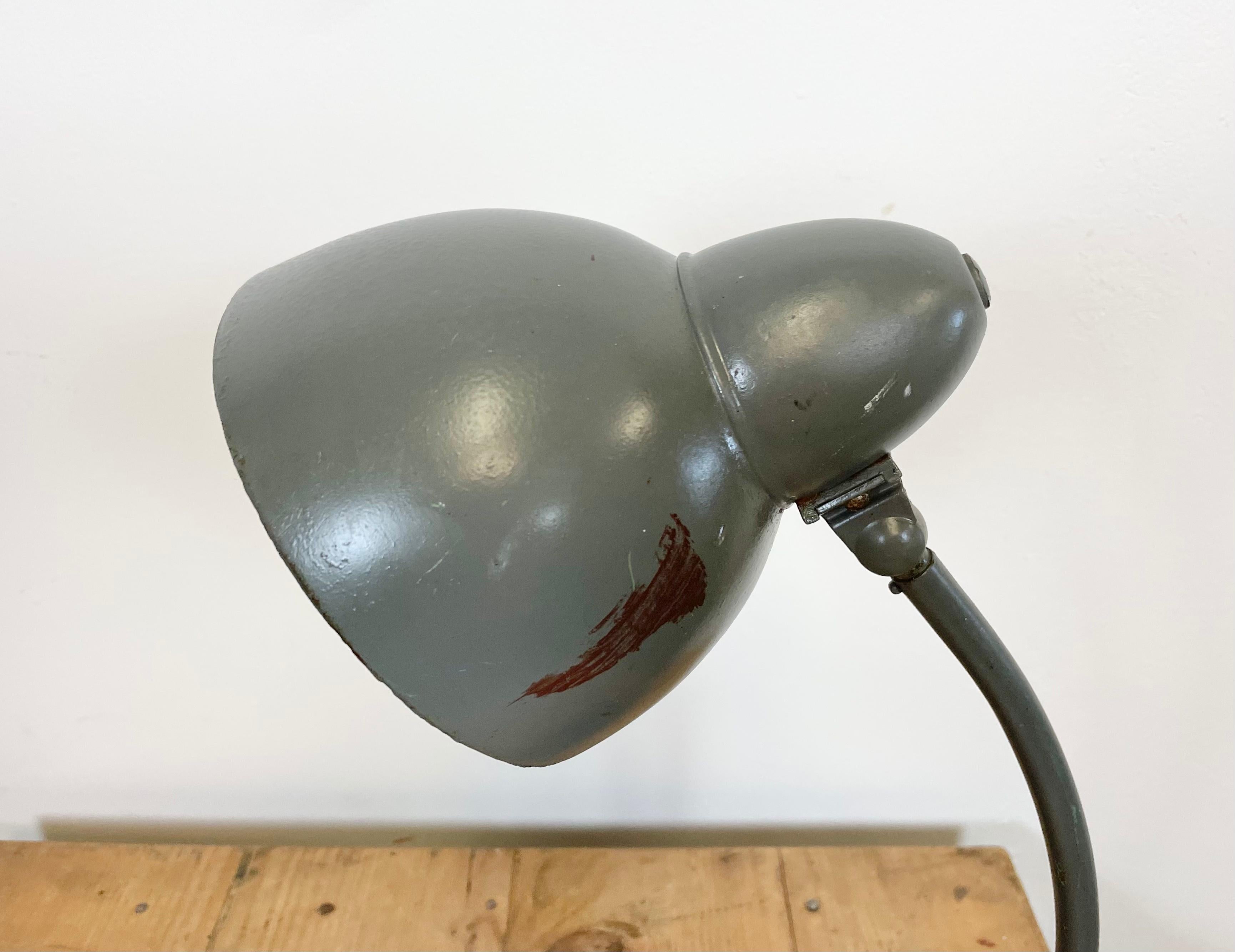 Czech Grey Industrial Bauhaus Table Lamp, 1930s For Sale