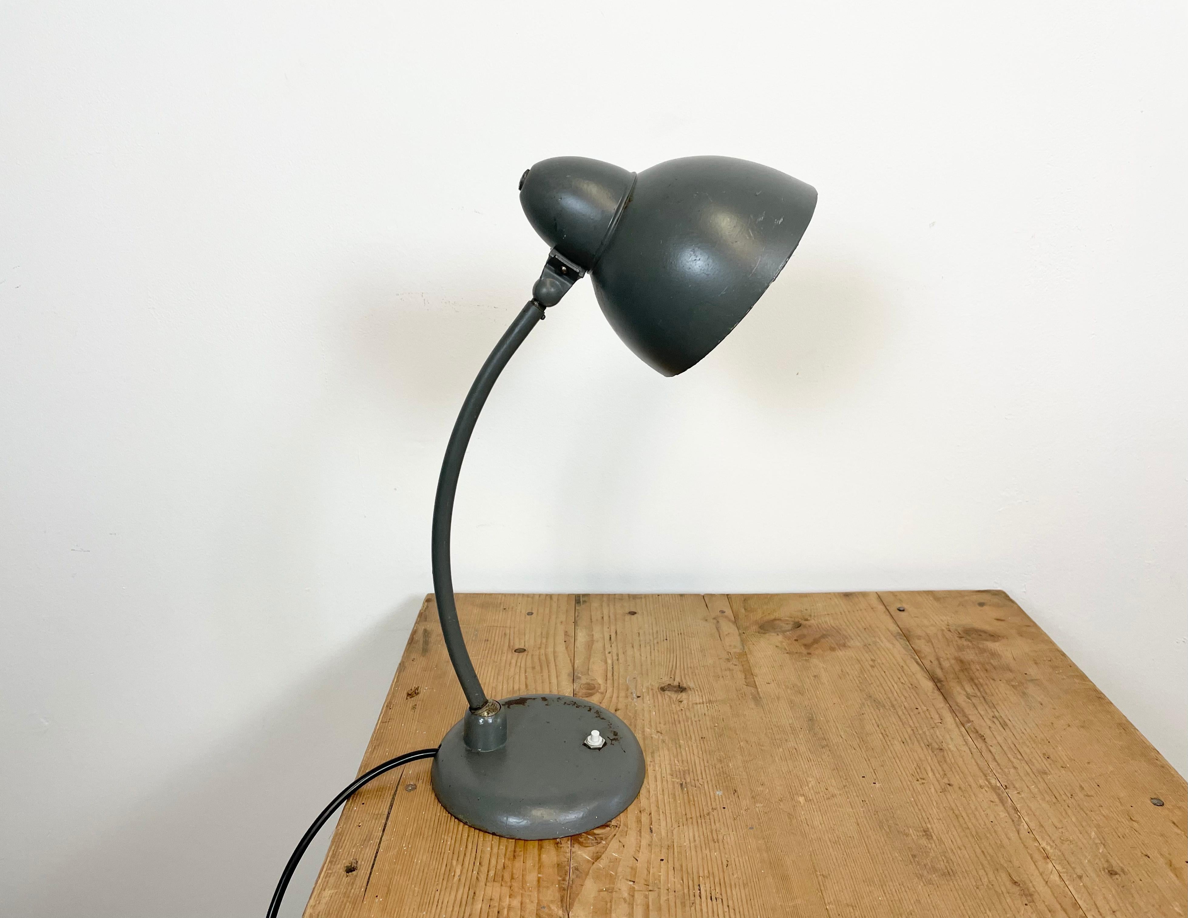 Iron Grey Industrial Bauhaus Table Lamp, 1930s For Sale