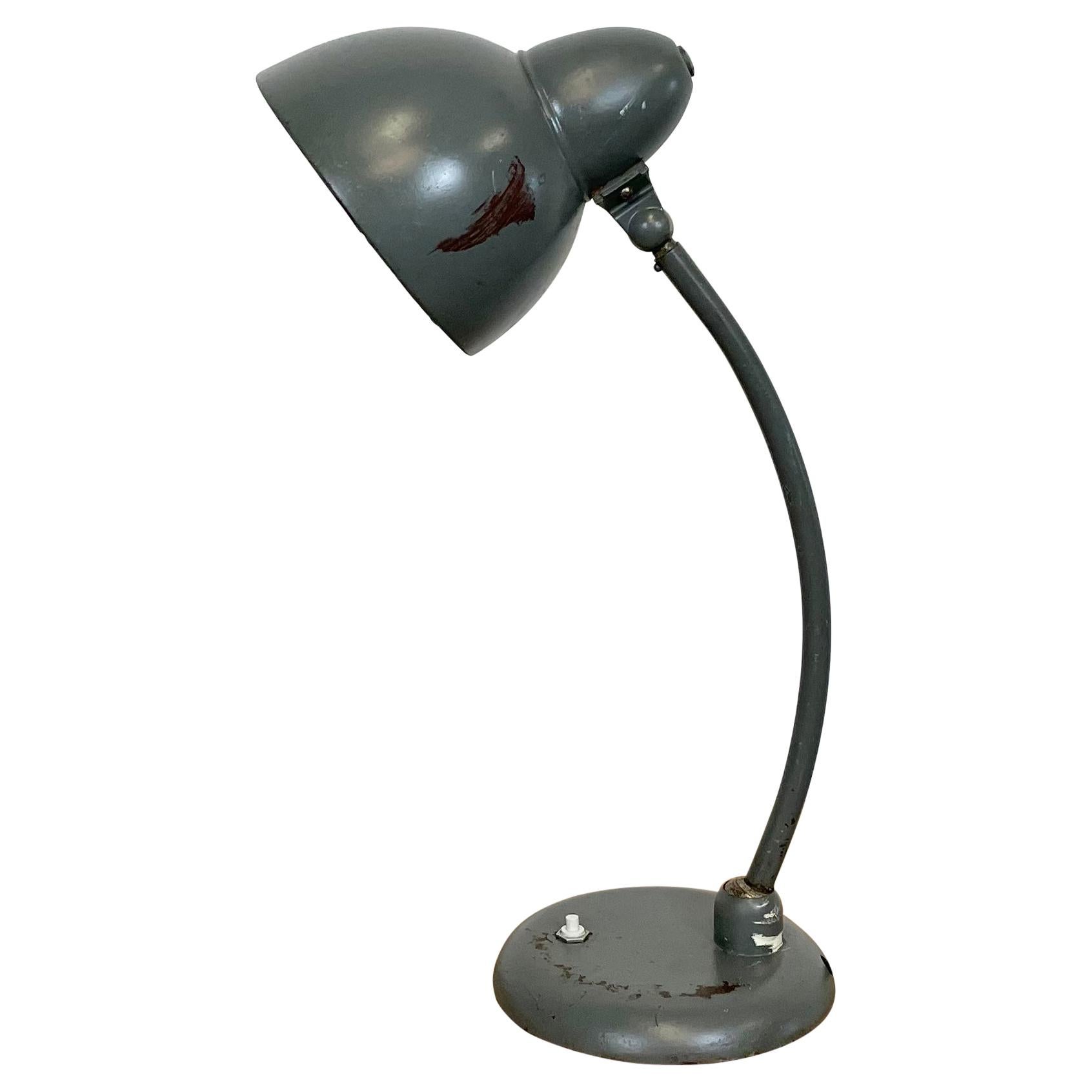 Lampe de table industrielle Bauhaus grise, années 1930