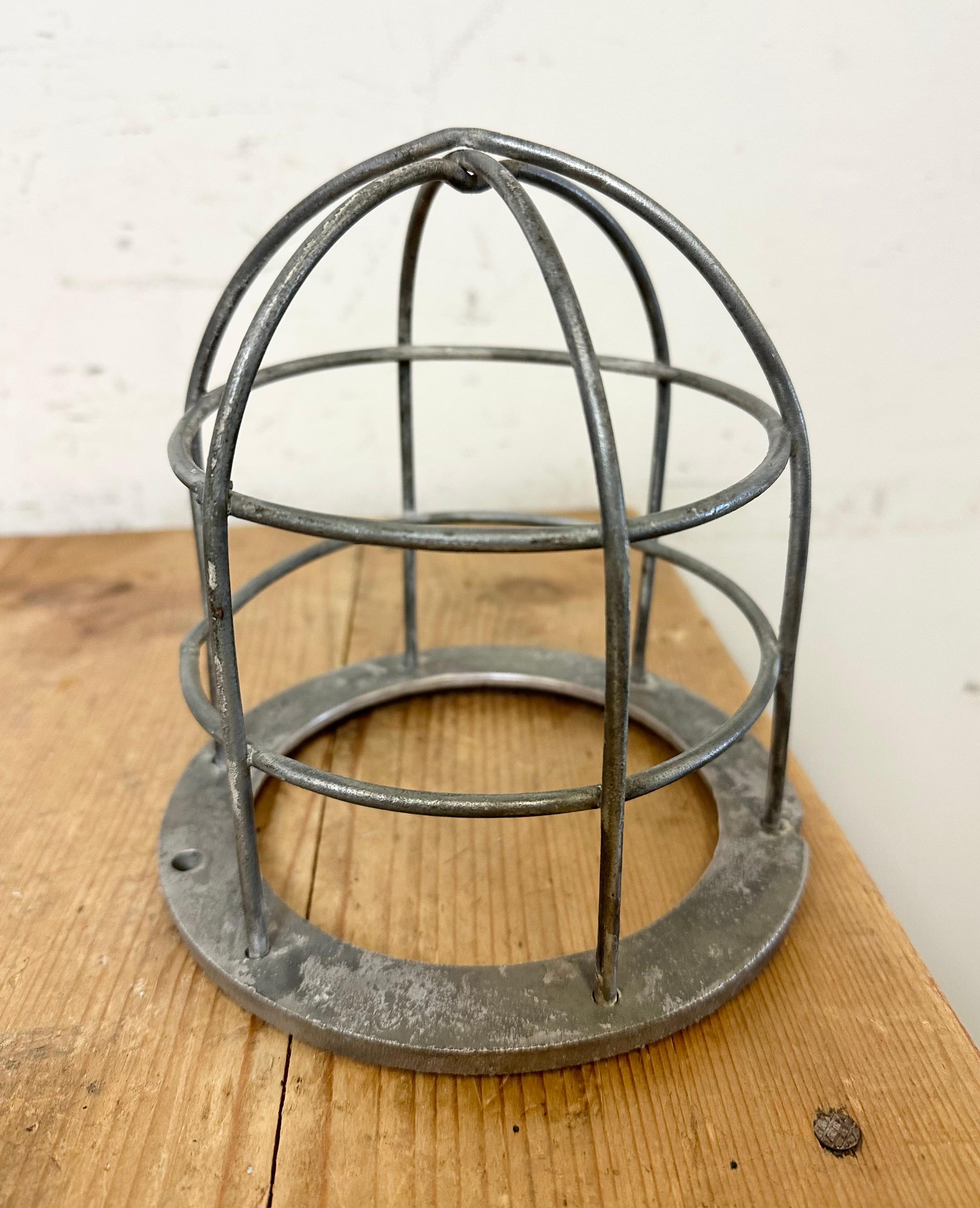 Grey Industrial Bunker Cage Light from Polam Gdansk, 1970s For Sale 8