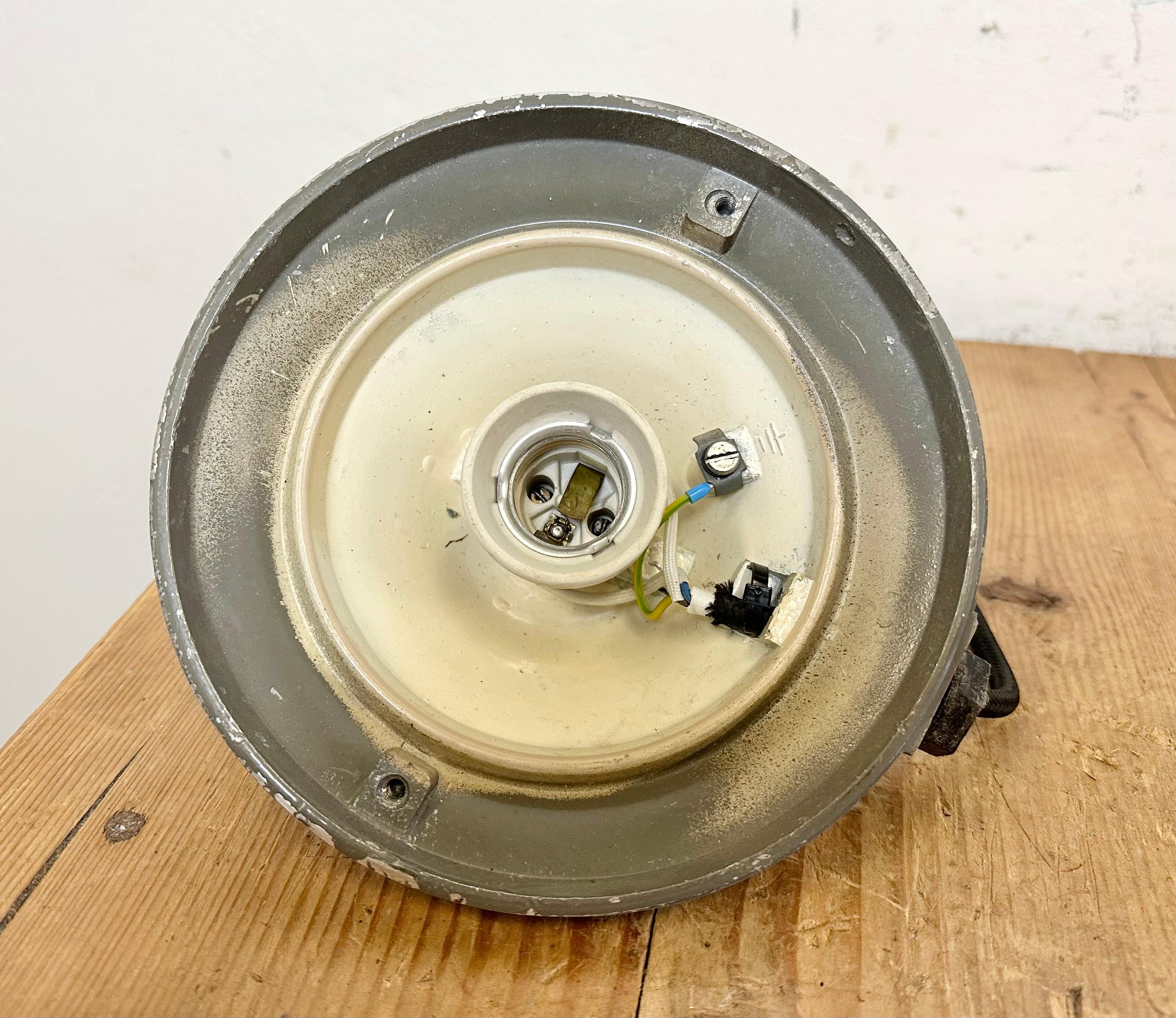 Grey Industrial Bunker Cage Light from Polam Gdansk, 1970s For Sale 10