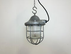 Grey Industrial Bunker Cage Light from Polam Gdansk, 1970s