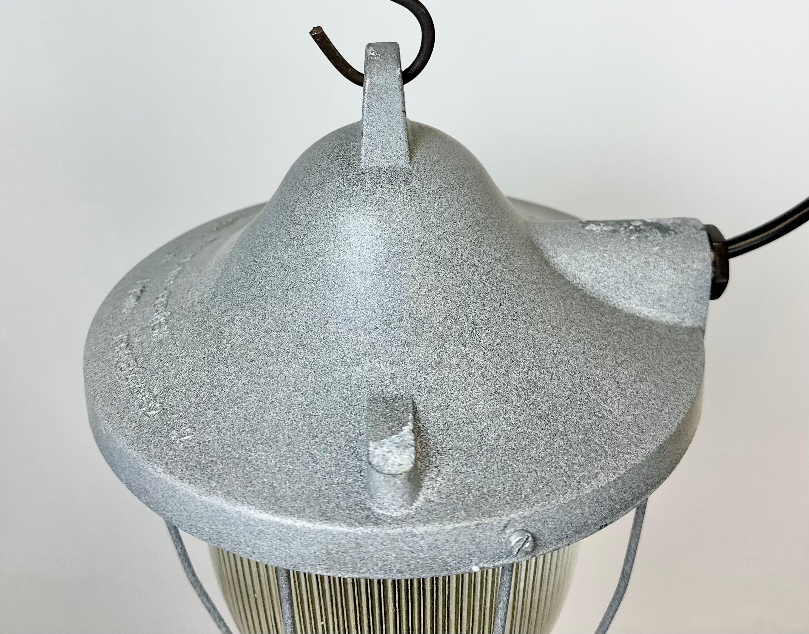 Grey Industrial Bunker Light from Polam Gdansk, 1970s In Good Condition For Sale In Kojetice, CZ