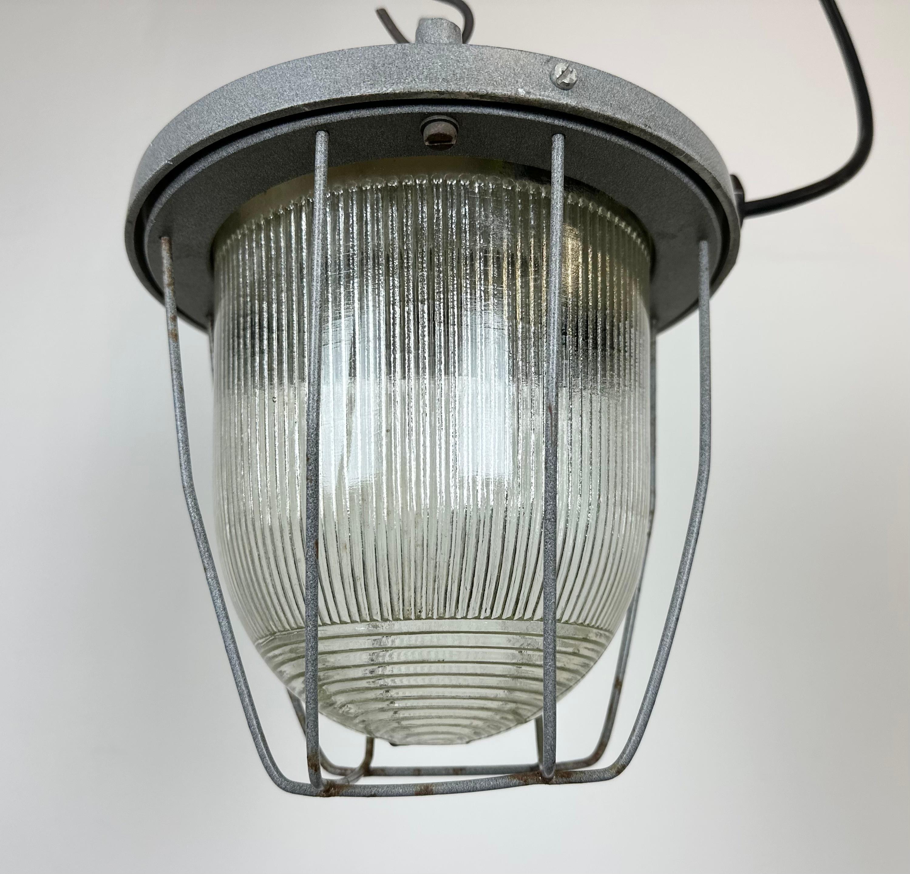 Late 20th Century Grey Industrial Bunker Light from Polam Gdansk, 1970s For Sale