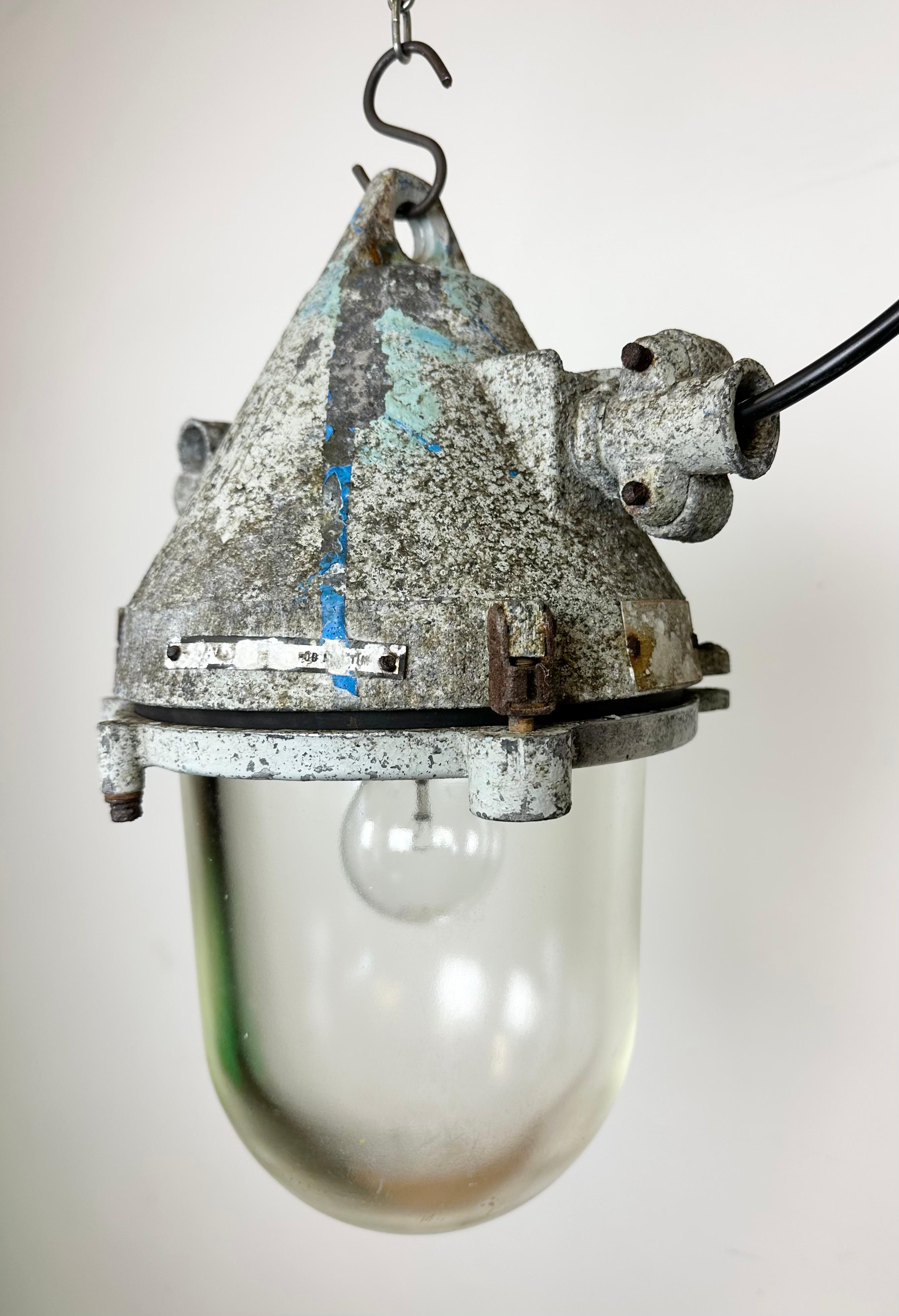 Graue Industrielle Explosion Proof-Lampe aus Aluminiumguss, 1970er Jahre im Angebot 1