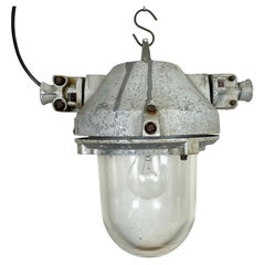Lámpara industrial gris de aluminio fundido antideflagrante, años 70