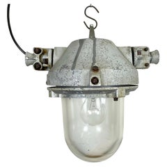 Vintage Grey Industrial Cast Aluminum Explosion Proof Lamp, 1970s