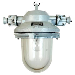 Graue Industrielle Explosion Proof-Leuchte aus Aluminiumguss, 1970er Jahre