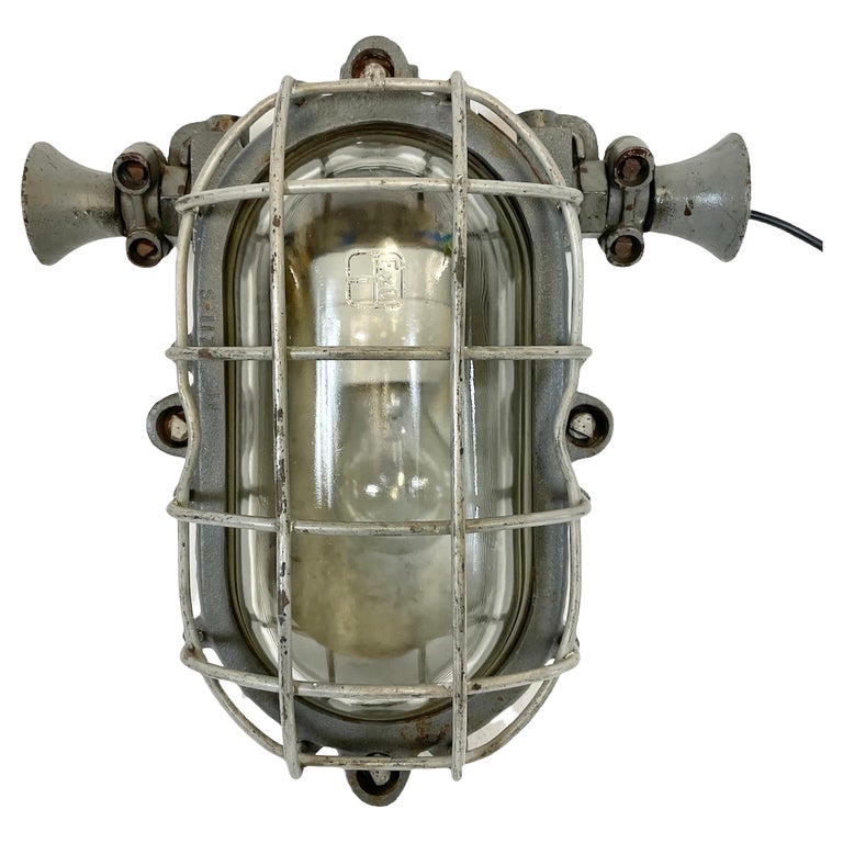 Grey Industrial Cast Iron Wall Light from Elektrosvit, 1960s For Sale