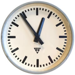Grey Industrial Clock from Pragotron, 1960s