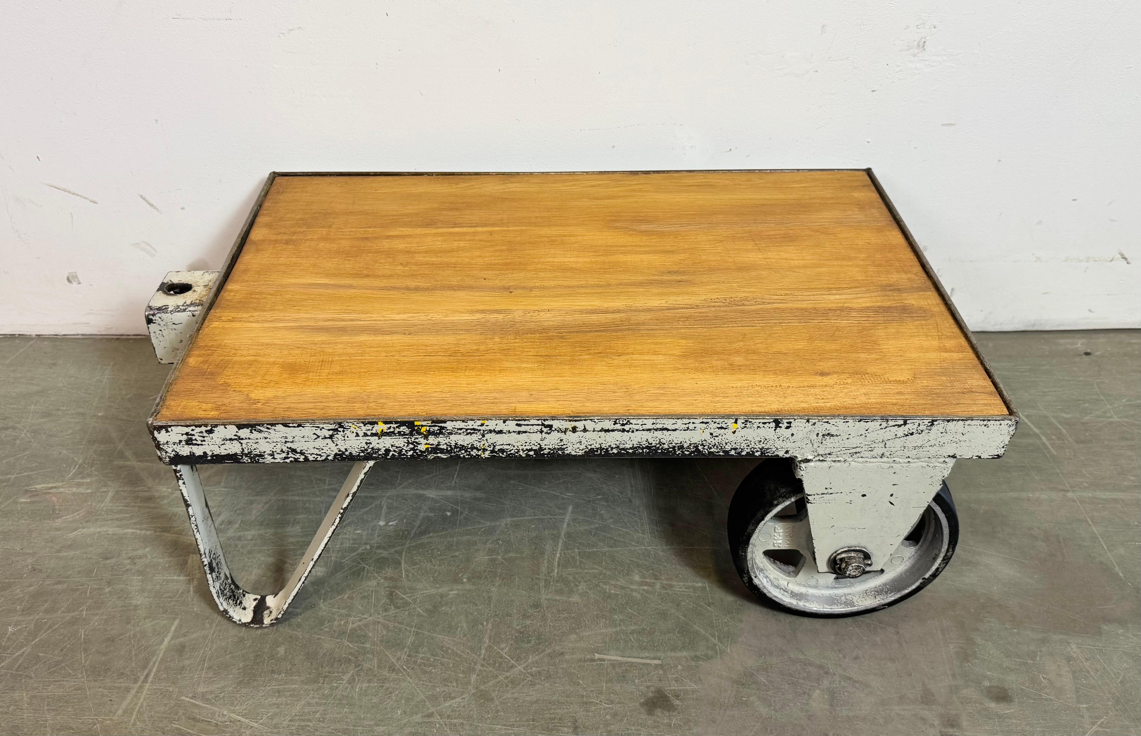 Iron Grey Industrial Coffee Table Cart, 1960s For Sale