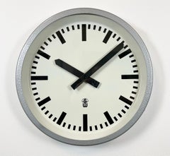 Grey Industrial East German Wall Clock from GW, 1960s