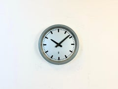 Grey Industrial East German Wall Clock from GW, 1960s