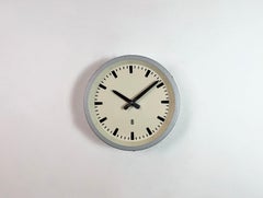 Grey Industrial East German Wall Clock from GW, 1960s