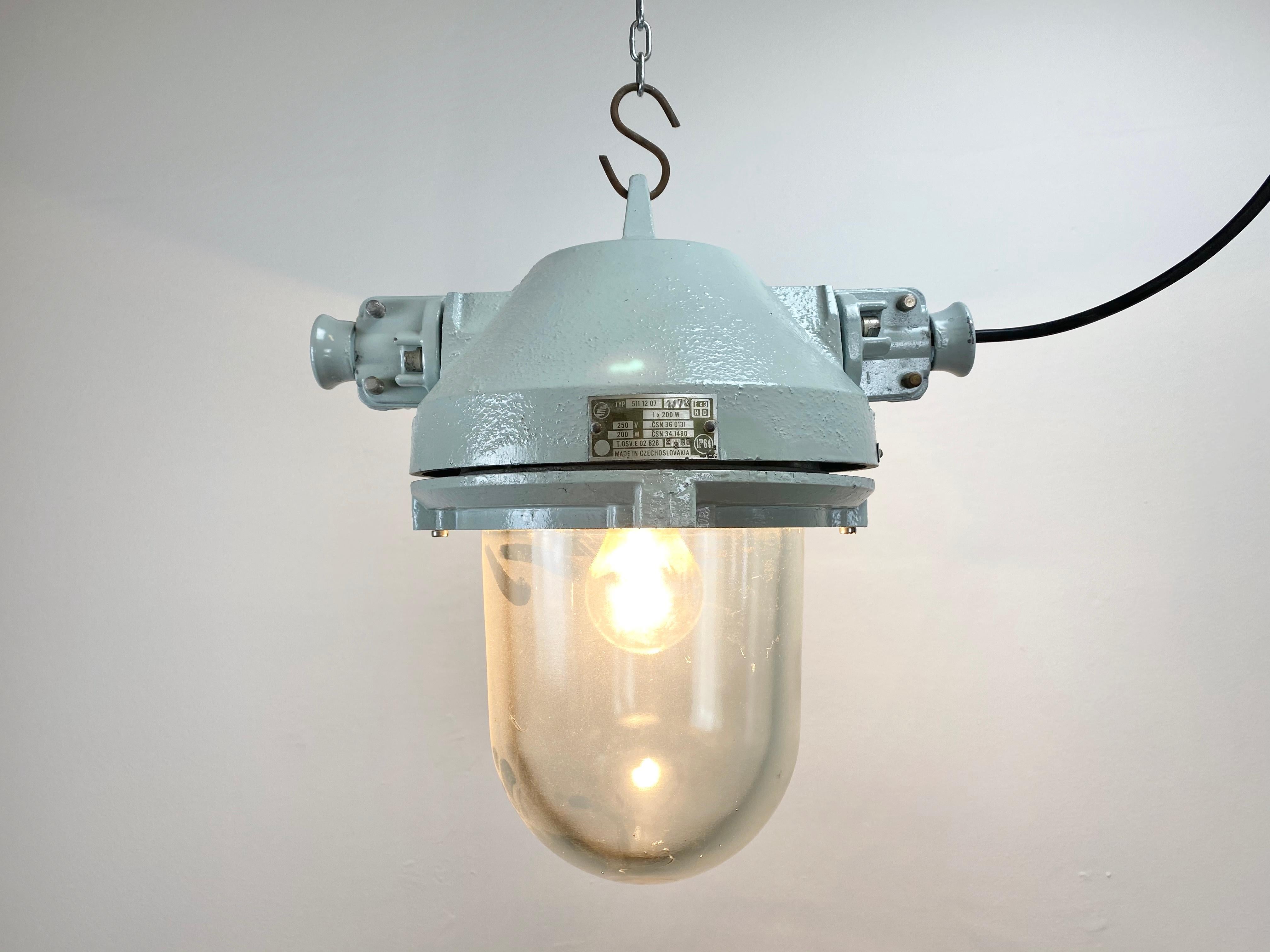 Late 20th Century Grey Industrial Explosion Proof Lamp, 1970s For Sale