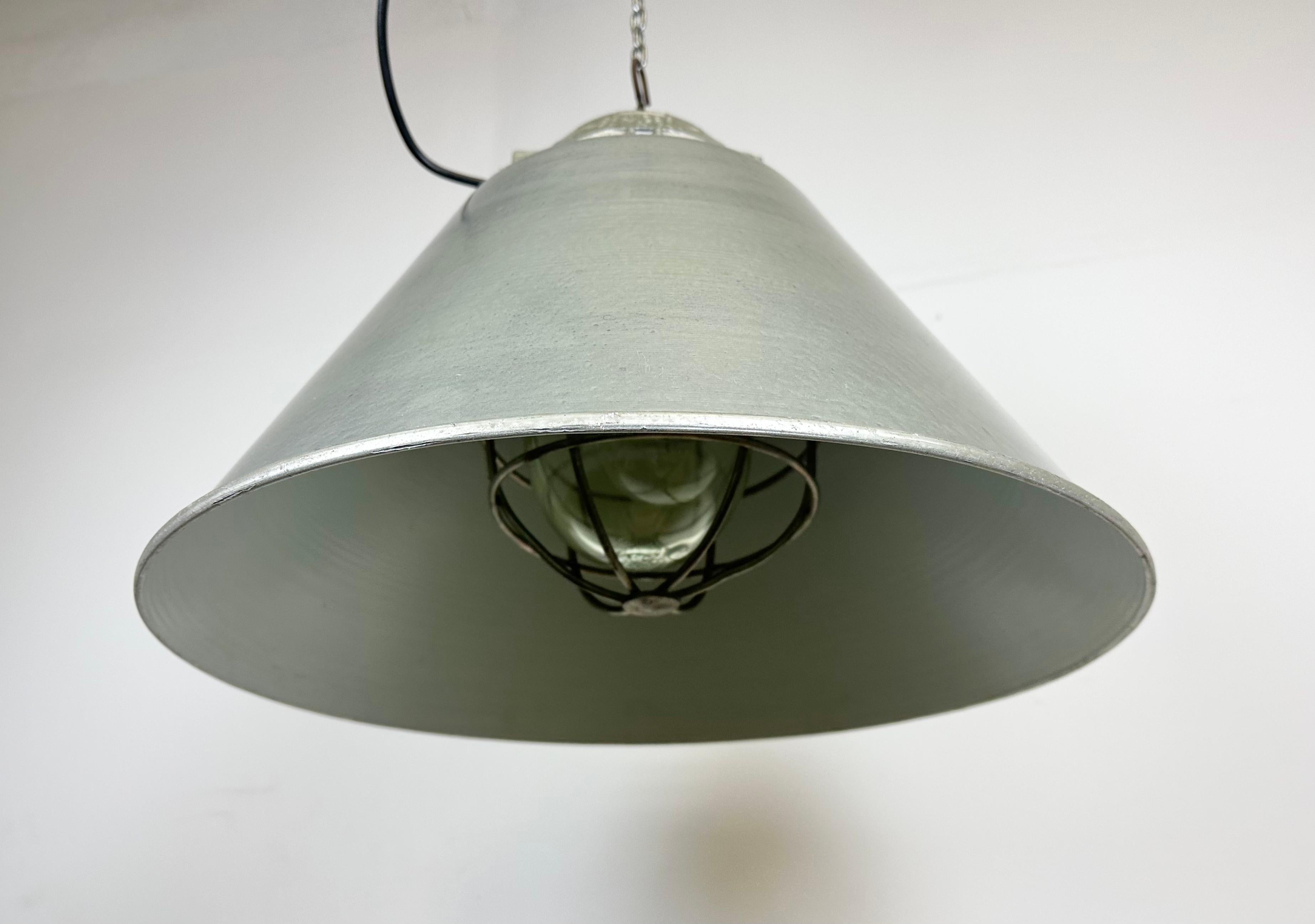 Grey Industrial Explosion Proof Lamp with Aluminum Shade from Zaos, 1970s For Sale 2