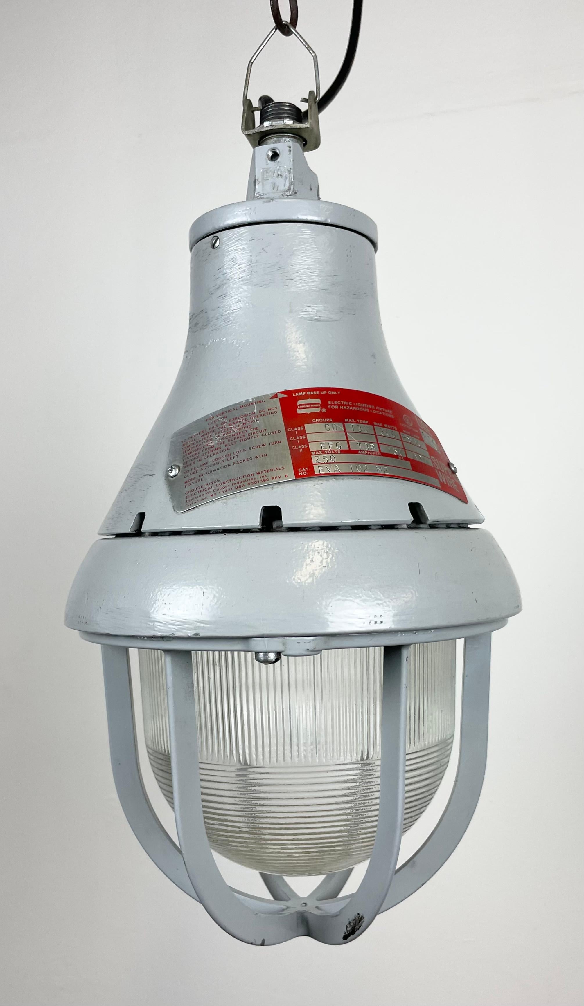 American Grey Industrial Explosion Proof Light from Crouse-Hinds, 1970s For Sale