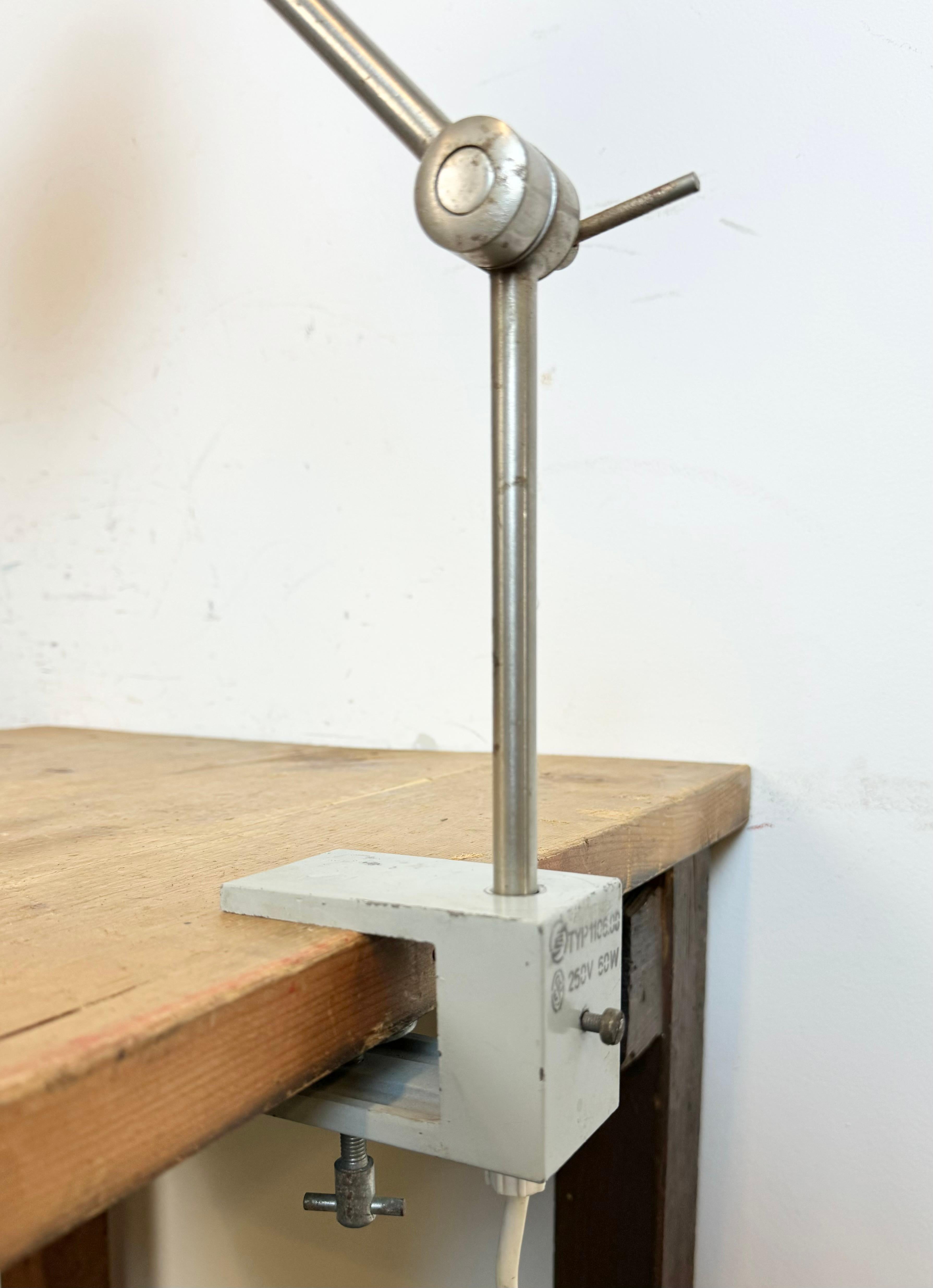 Grey Industrial Factory Office Desk Lamp from Elektrosvit, 1970s In Good Condition For Sale In Kojetice, CZ