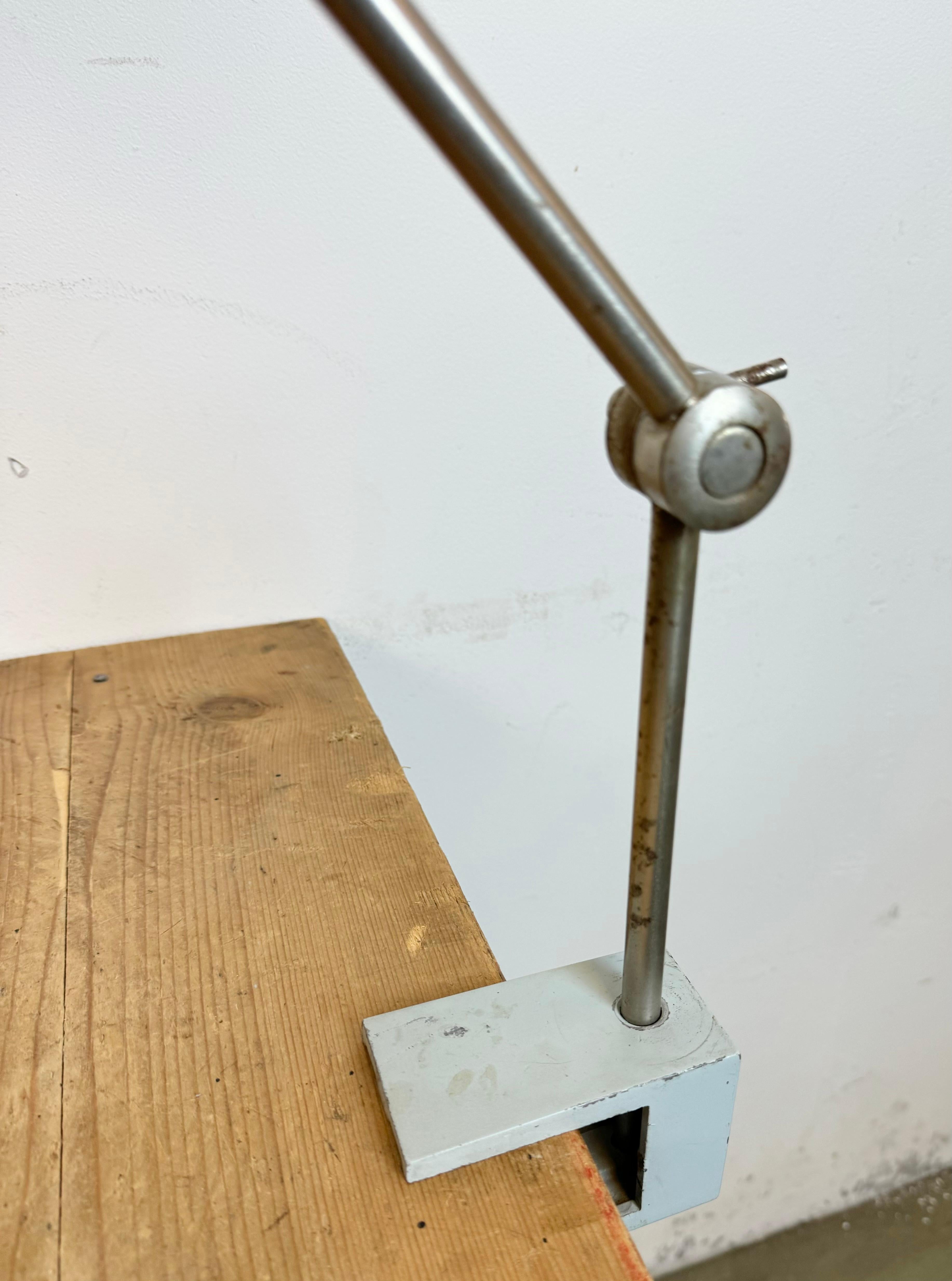 Late 20th Century Grey Industrial Factory Office Desk Lamp from Elektrosvit, 1970s For Sale