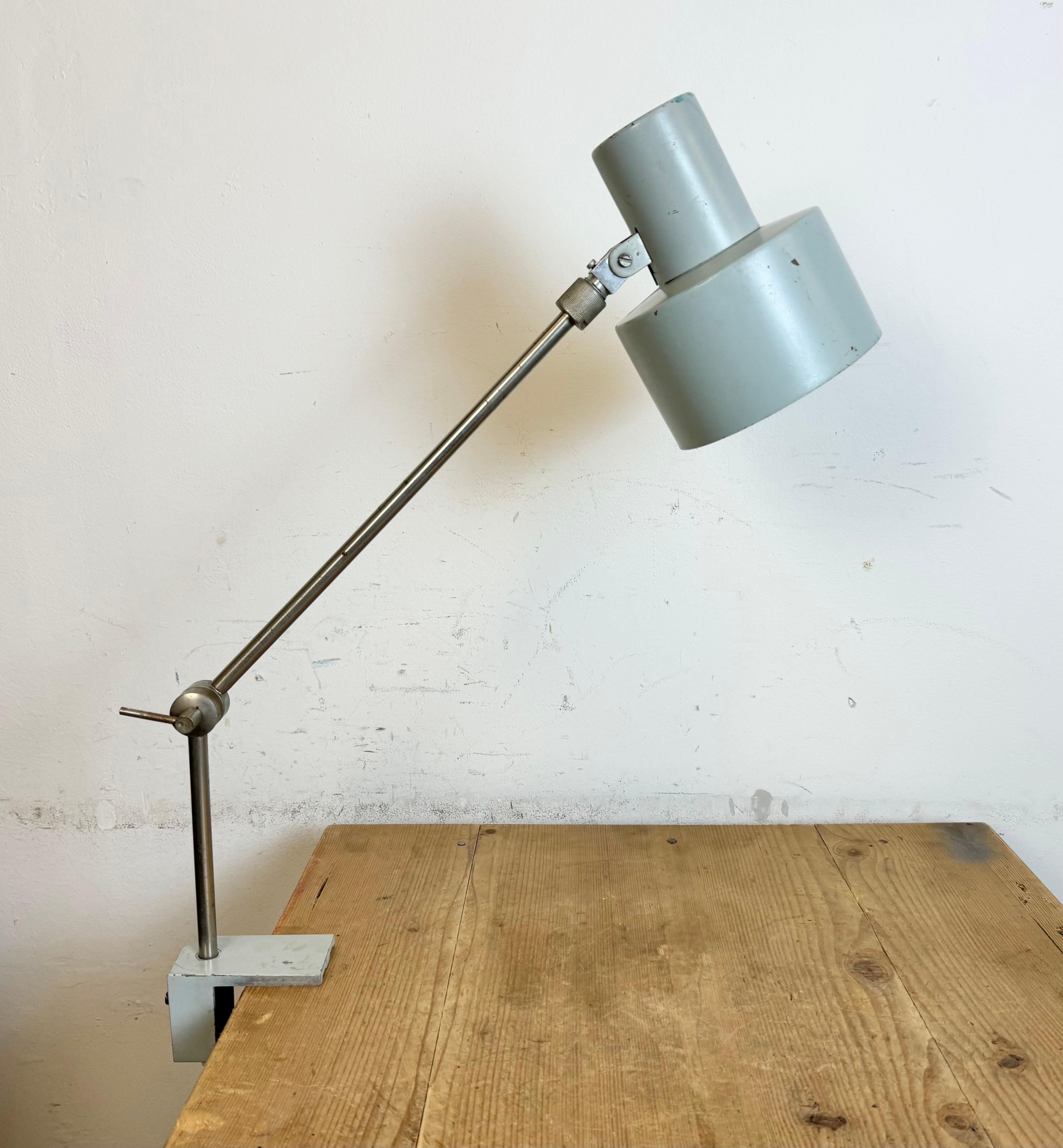 Chrome Grey Industrial Factory Office Desk Lamp from Elektrosvit, 1970s For Sale