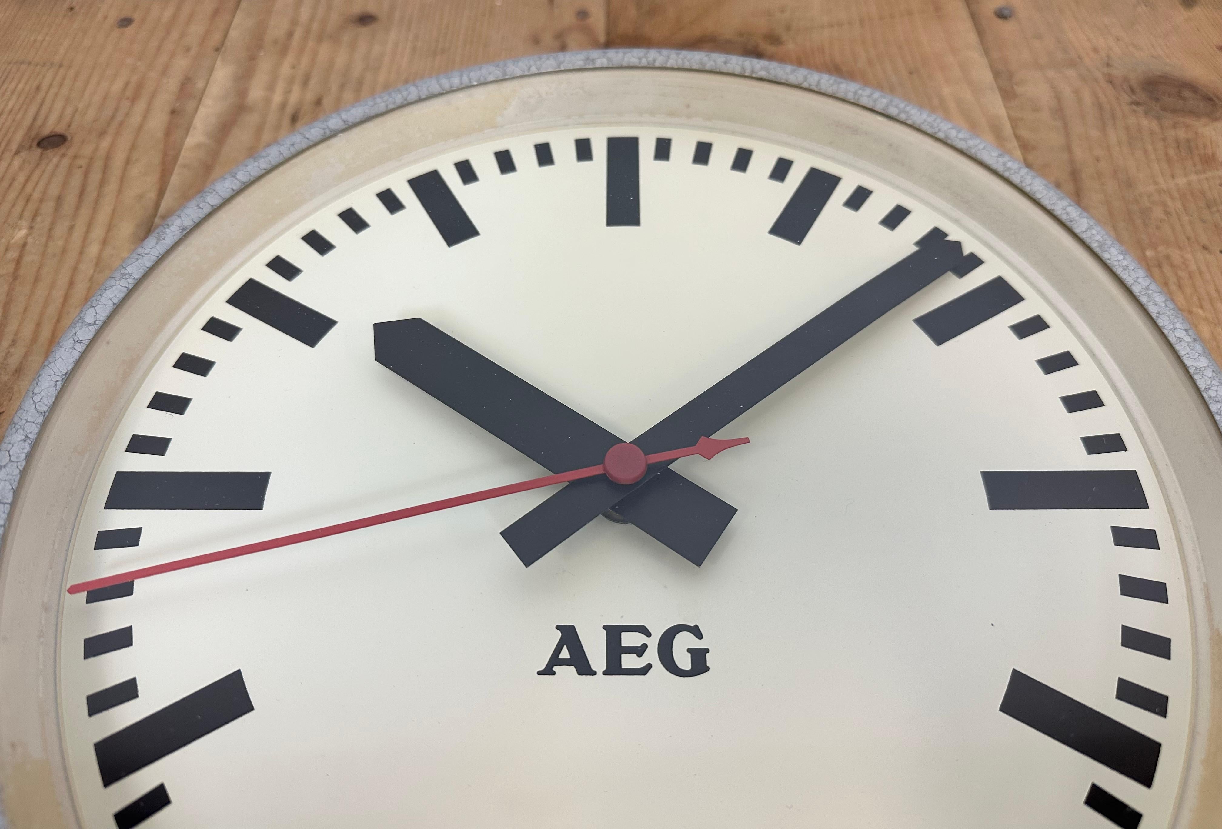 Grey Industrial Factory Wall Clock from AEG, 1960s 7