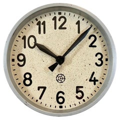 Grey Industrial Factory Wall Clock from Chronotechna, 1950s