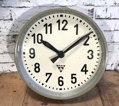 Grey Industrial Factory Wall Clock from Pragotron, 1950s
