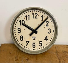 Grey Industrial Factory Wall Clock from Pragotron, 1950s