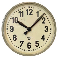 Grey Industrial Factory Wall Clock from Pragotron, 1950s