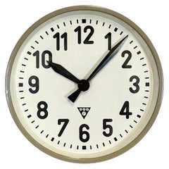 Grey Industrial Factory Wall Clock from Pragotron, 1950s